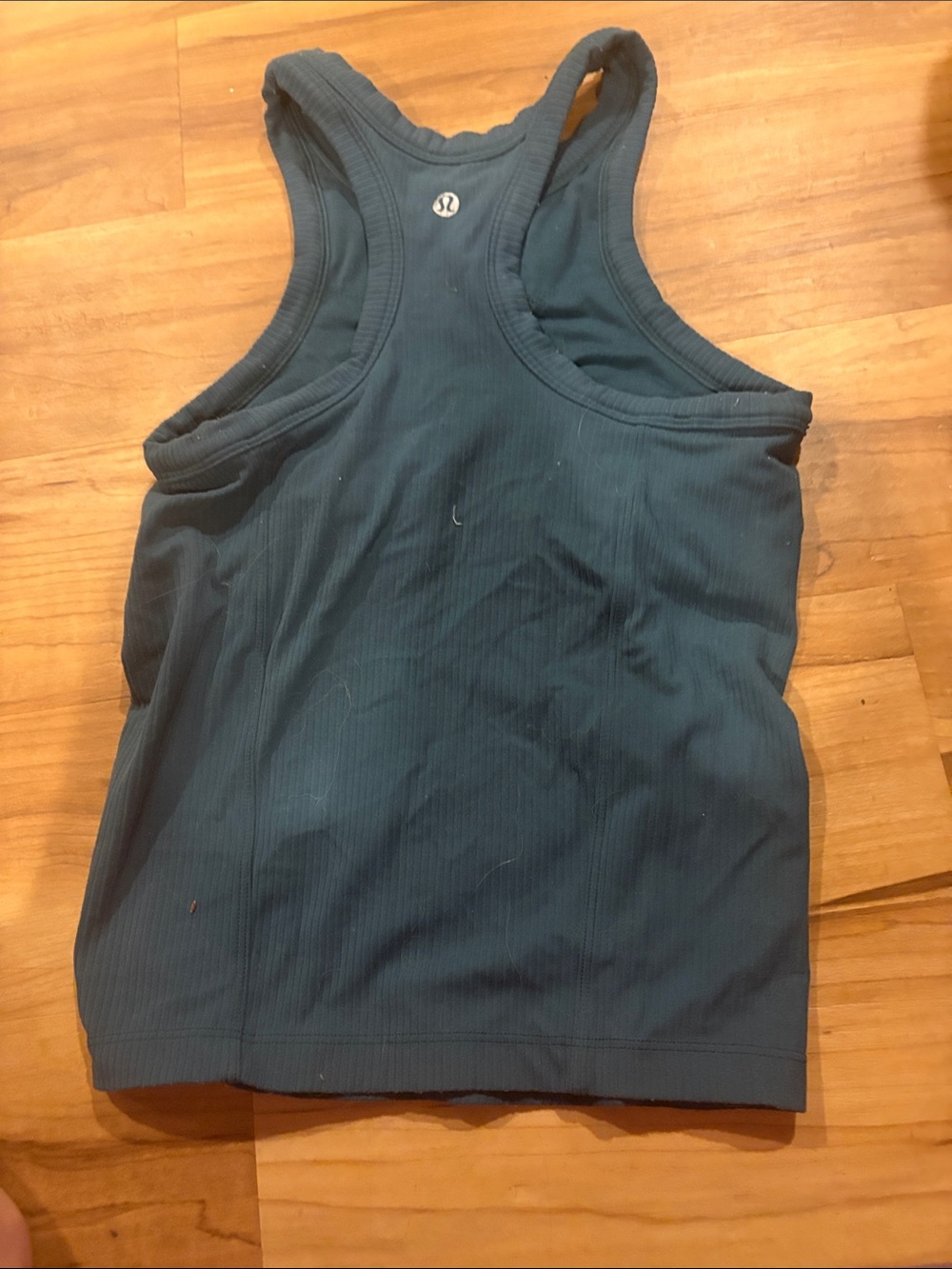 Women Ribbed Racerback Tank Top - Teal - Picture 3 of 4